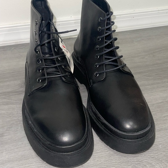 Black Faux Leather Zara Boots main image 4